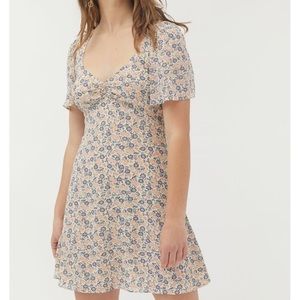 UO Spring Shower Chiffon Tie-Back Mini Dress NWT